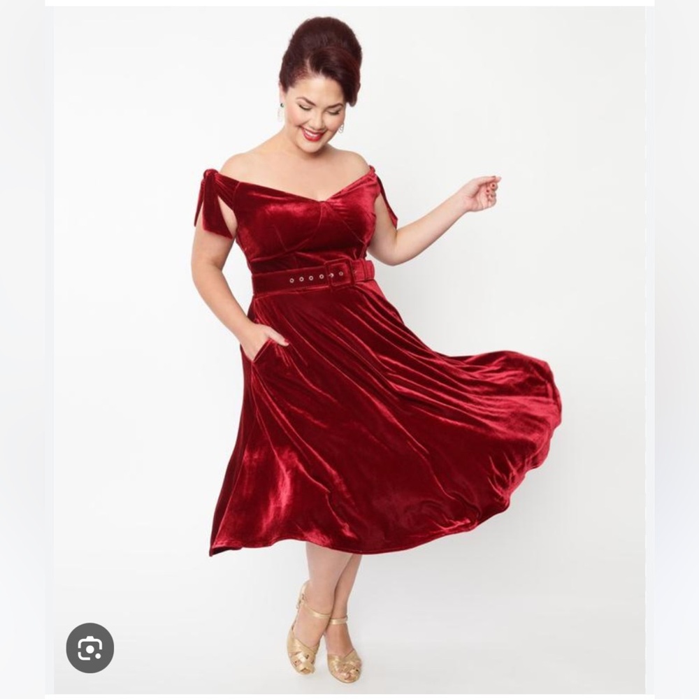 Unique Vintage burgundy swing dress